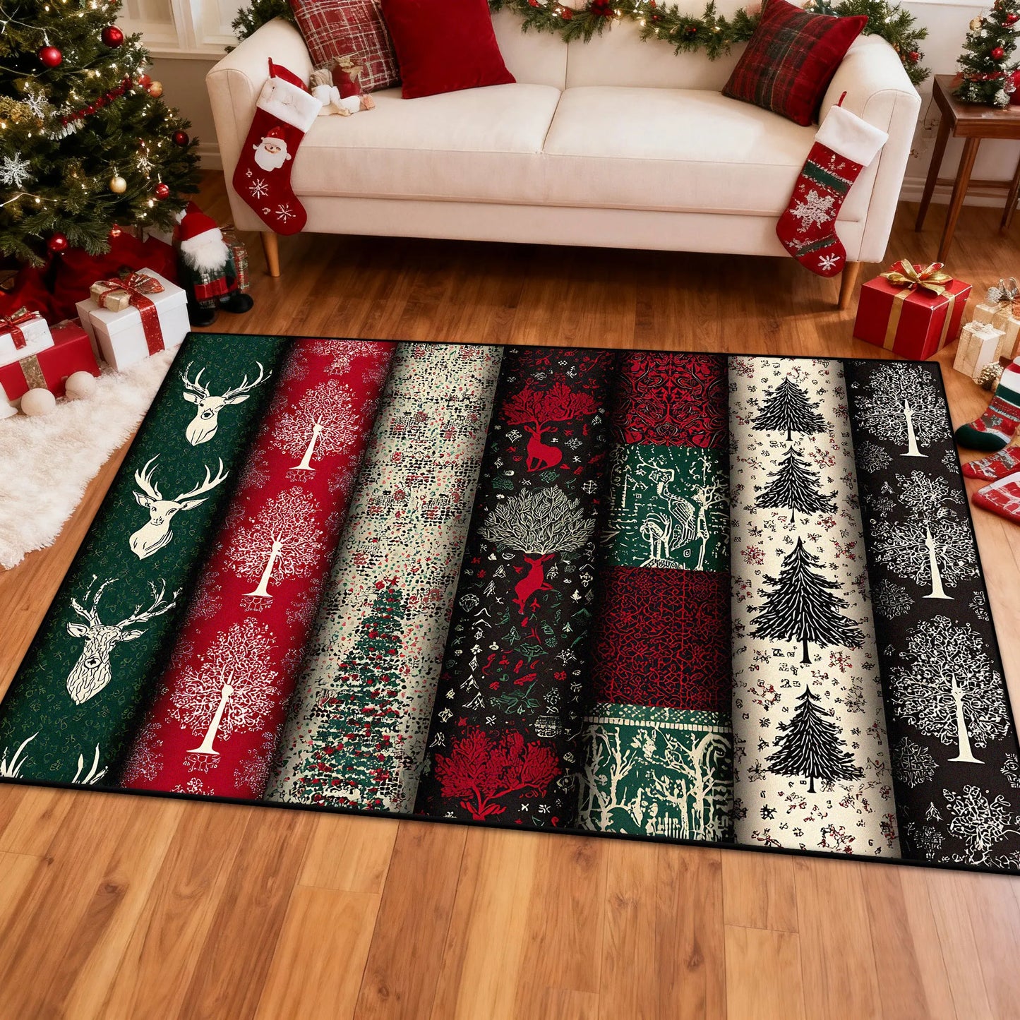 Red Plaid Christmas Rug