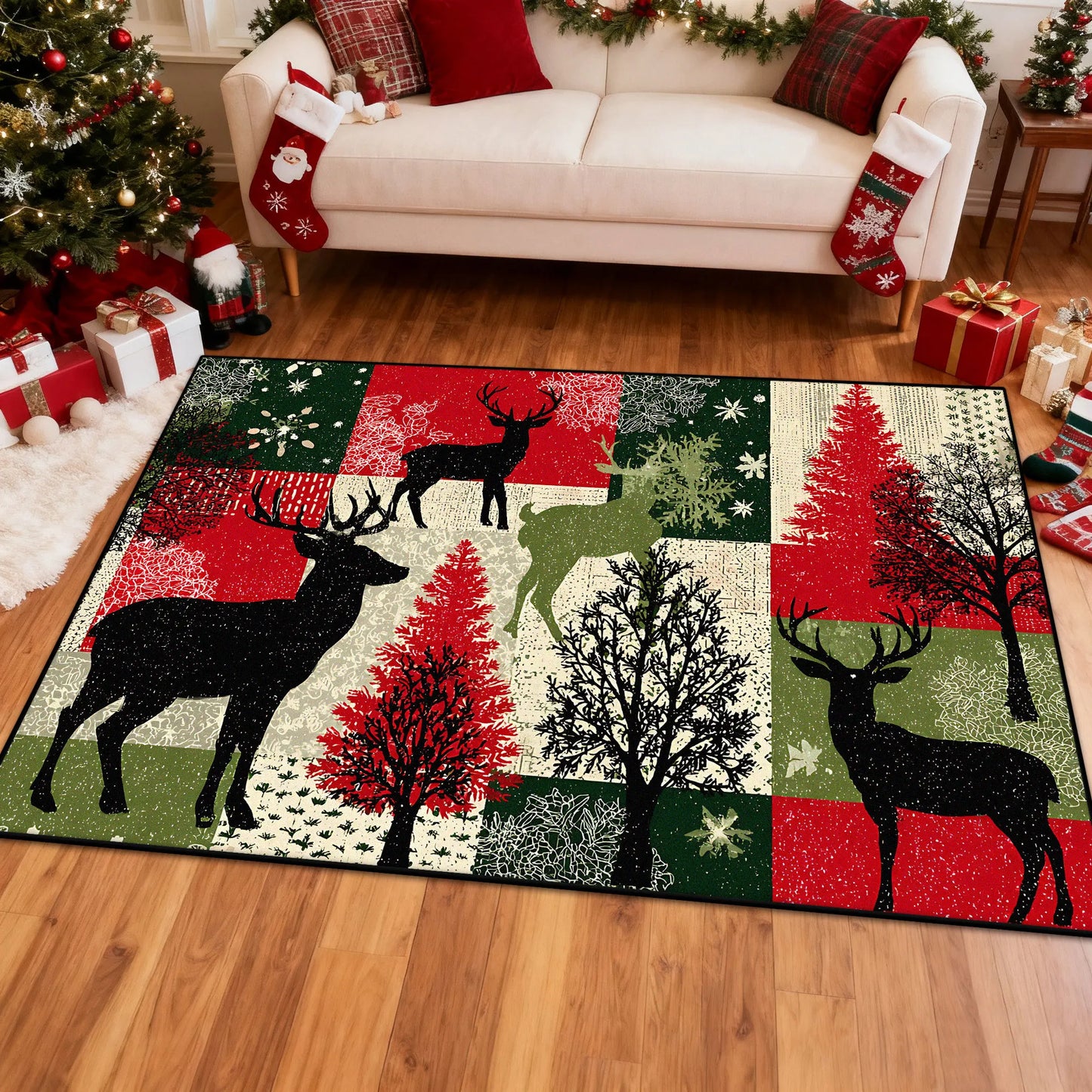 Red Plaid Christmas Rug