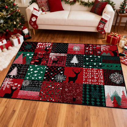 Red Plaid Christmas Rug