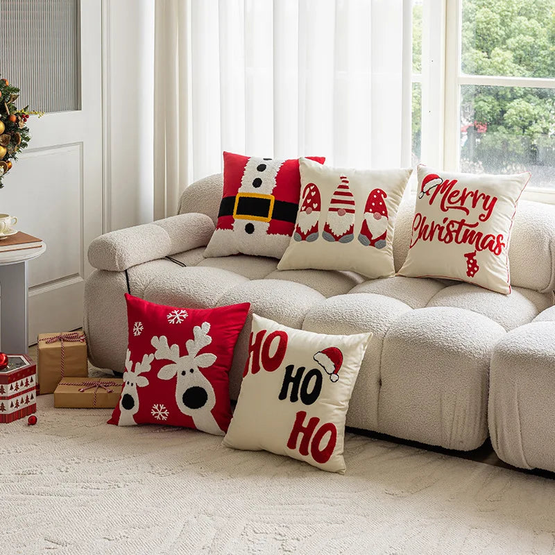 Embroidered Christmas Sofa Pillow
