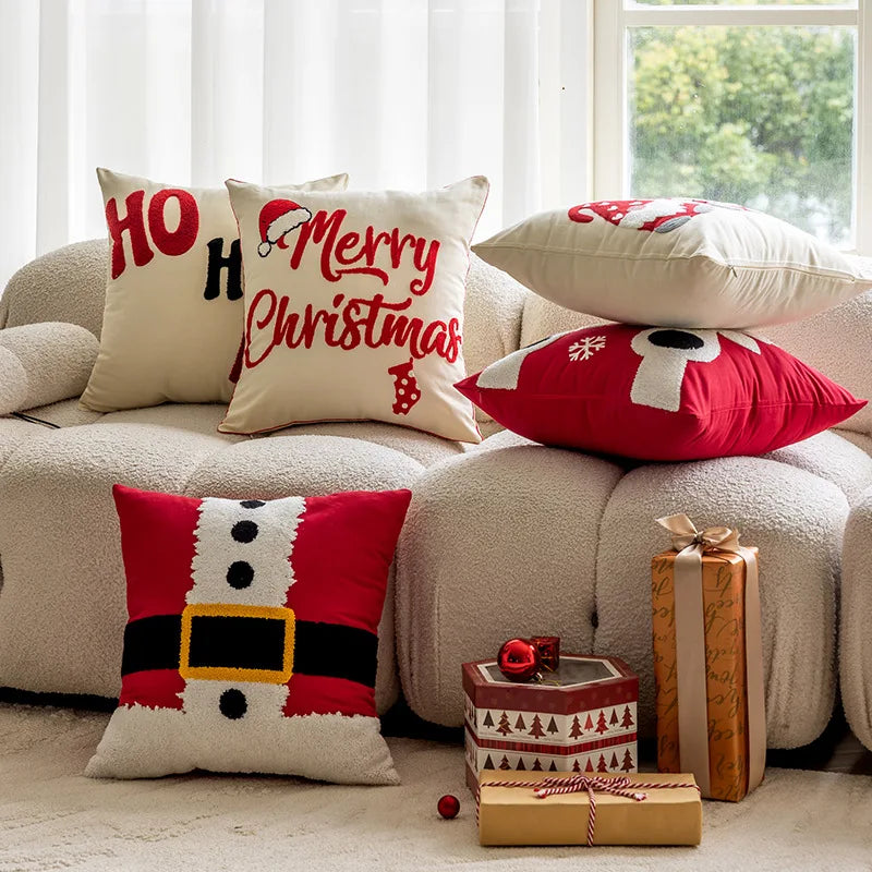 Embroidered Christmas Sofa Pillow