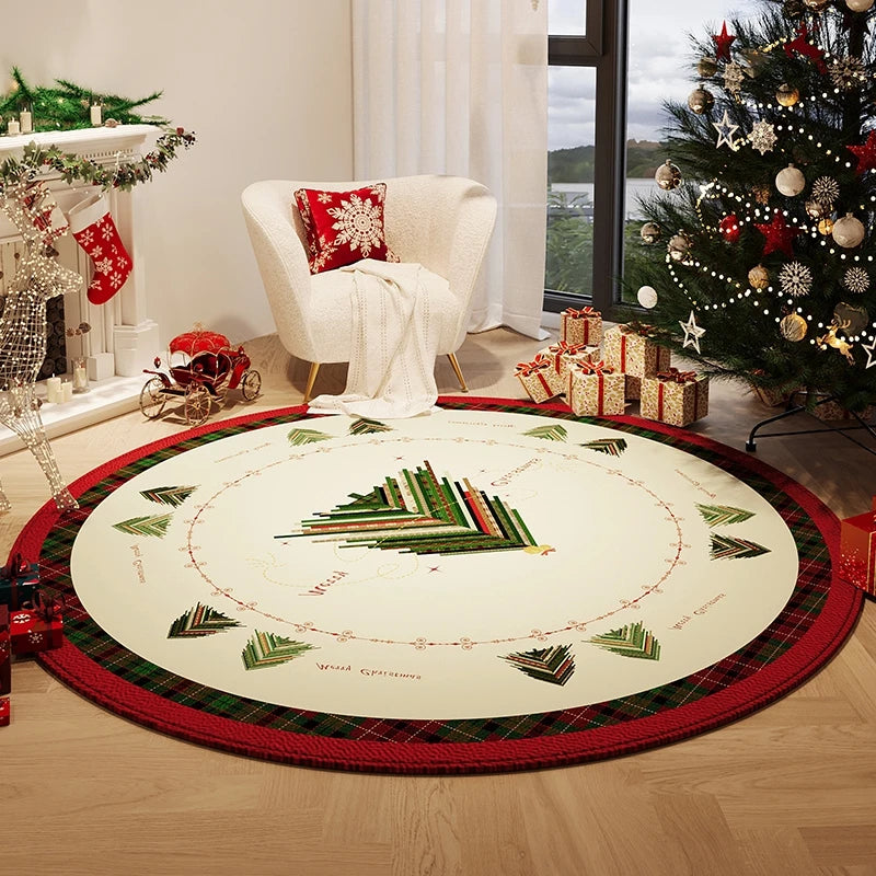 Plush Christmas Circle Rug