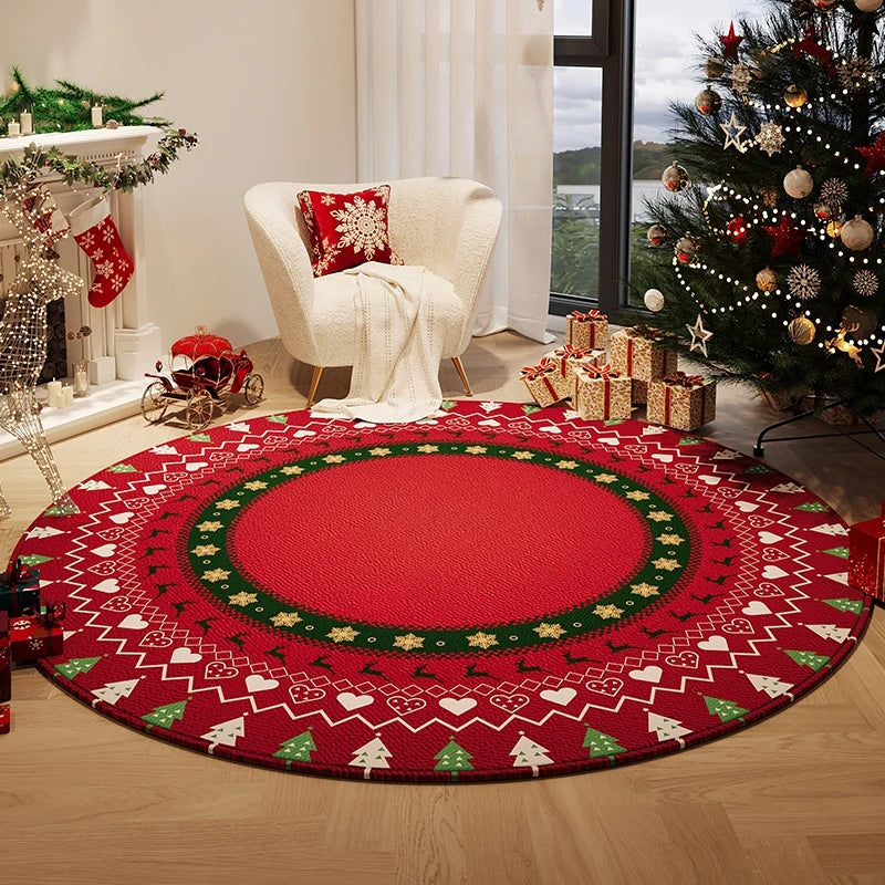 Plush Christmas Circle Rug