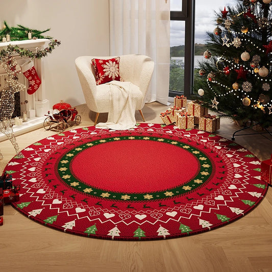 Plush Christmas Circle Rug