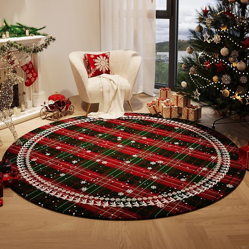 Plush Christmas Circle Rug