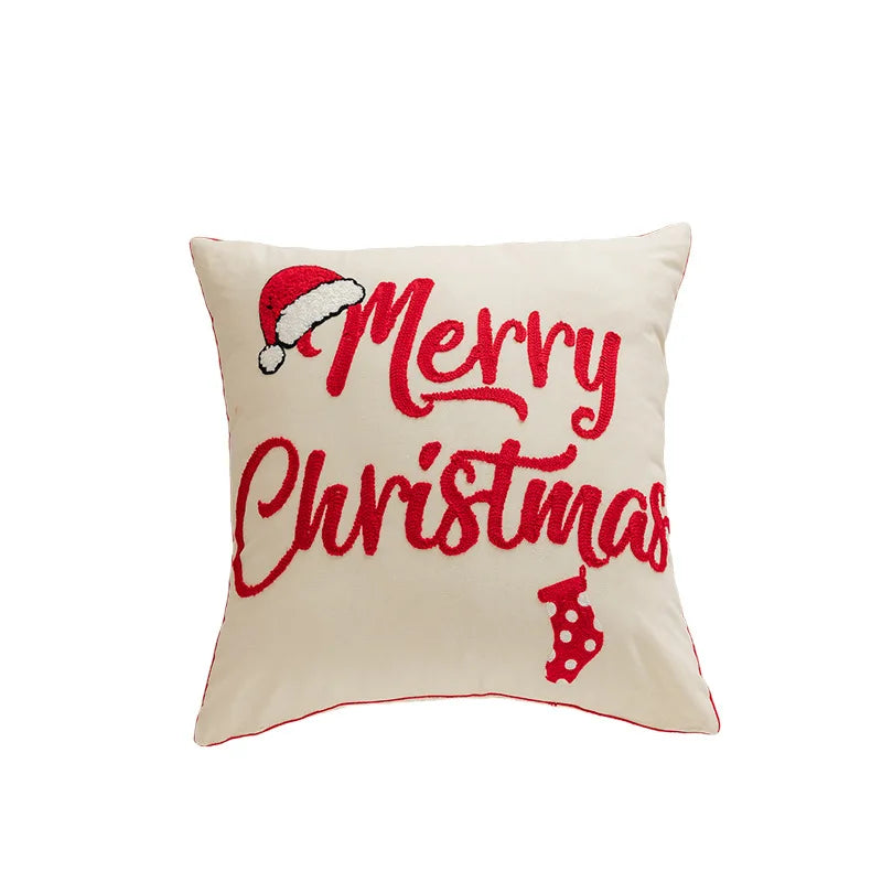 Embroidered Christmas Sofa Pillow