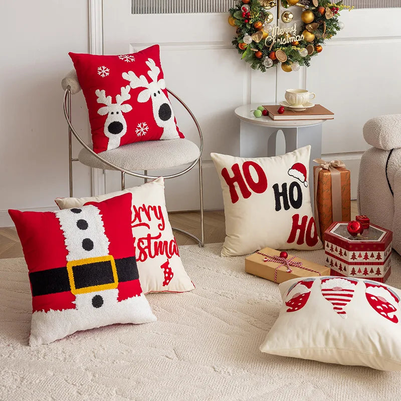 Embroidered Christmas Sofa Pillow