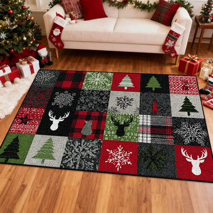 Red Plaid Christmas Rug