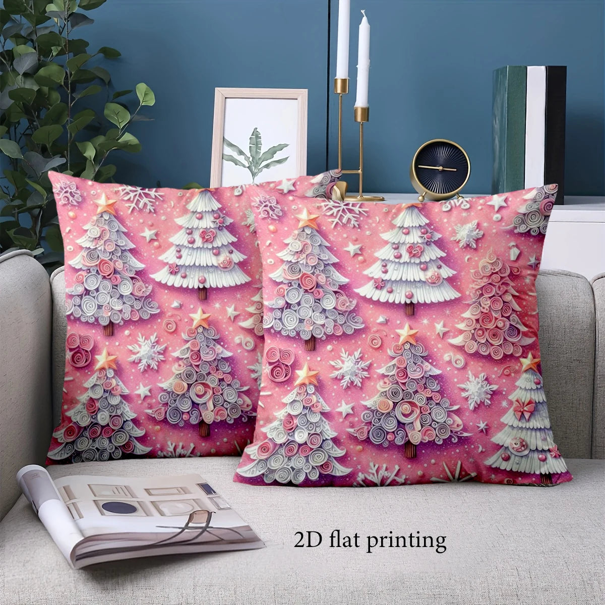 Pink Christmas Tree Pillow