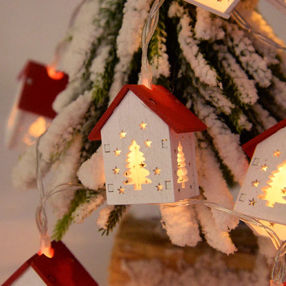 Wooden House LED Ornaments