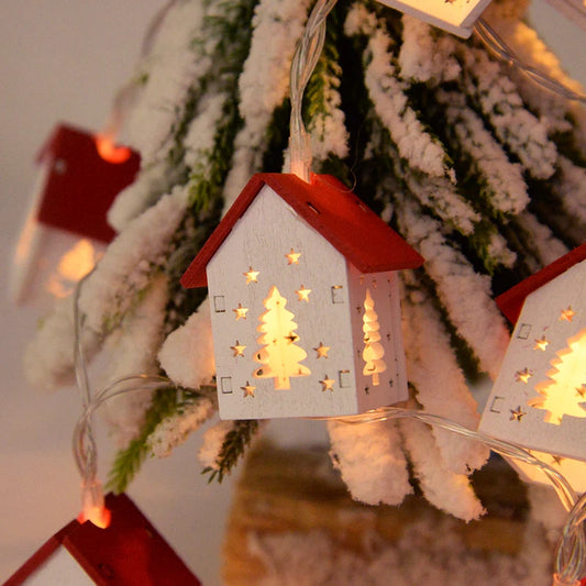 Wooden House LED Ornaments
