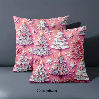 Pink Christmas Tree Pillow