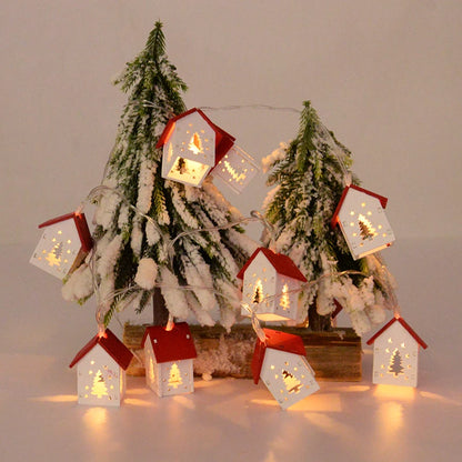 Wooden House LED Ornaments