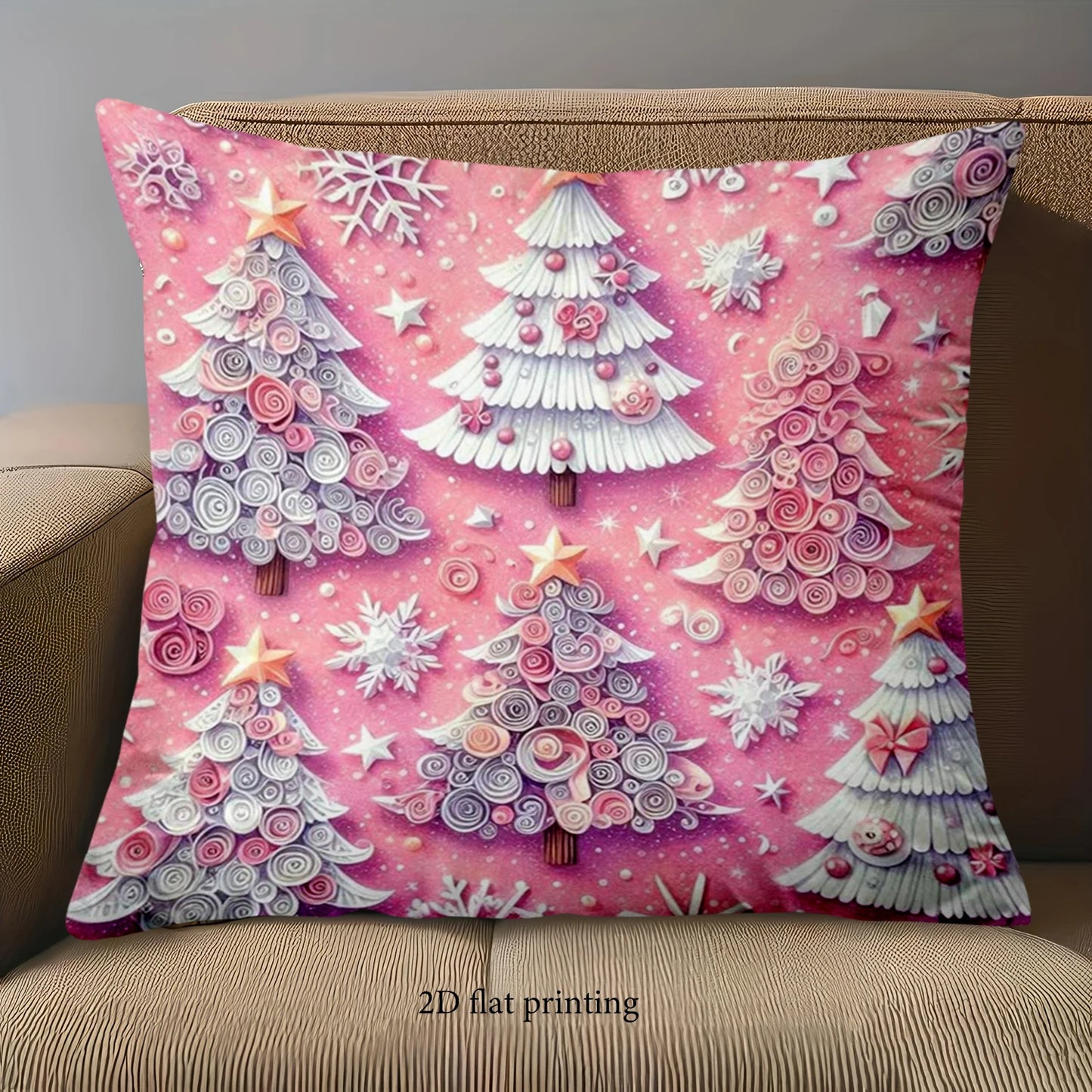 Pink Christmas Tree Pillow