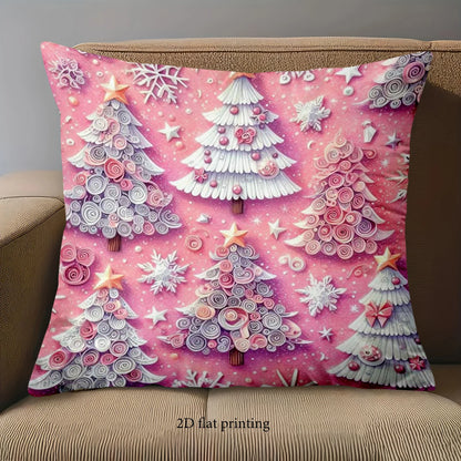 Pink Christmas Tree Pillow
