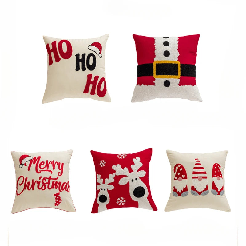Embroidered Christmas Sofa Pillow