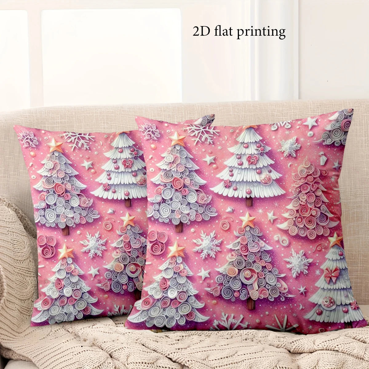 Pink Christmas Tree Pillow