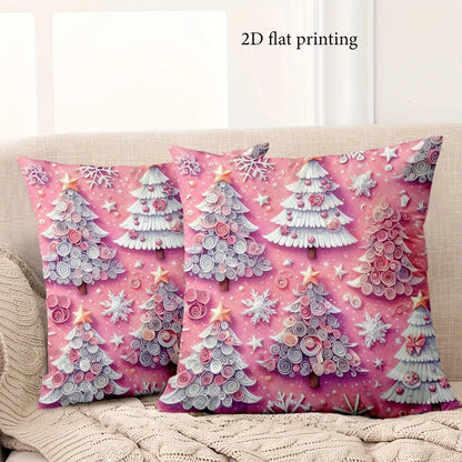 Pink Christmas Tree Pillow